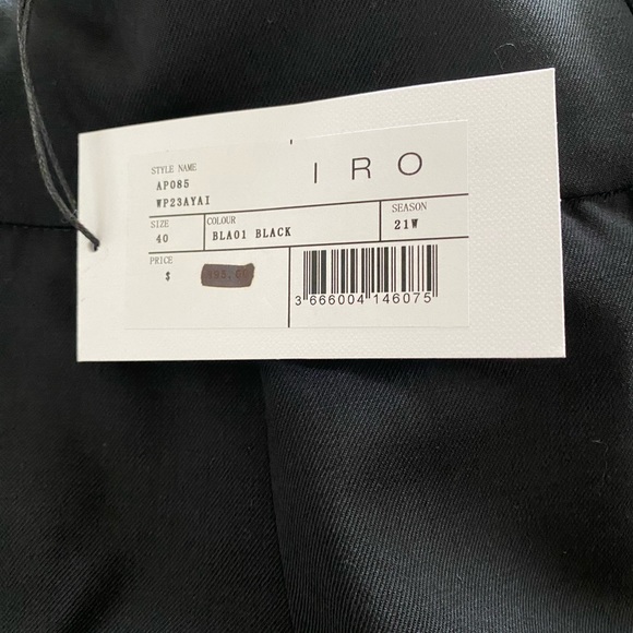 IRO Virgin wool trousers in Black SZ 40( 30”waist) NWT/ retail $395 - Picture 4 of 10